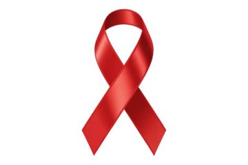 World aids day and national HIV- AIDS and aging awareness month with red ribbon on transparent background