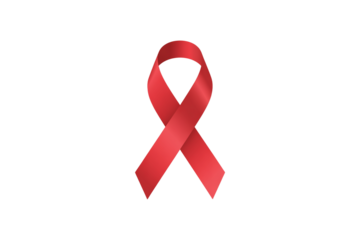 World aids day and national HIV- AIDS and aging awareness month with red ribbon on transparent background
