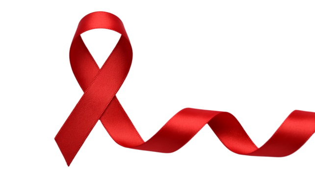 World aids day and national HIV- AIDS and aging awareness month with red ribbon on transparent background