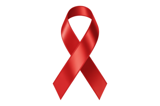 World aids day and national HIV- AIDS and aging awareness month with red ribbon on transparent background