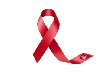 World aids day and national HIV- AIDS and aging awareness month with red ribbon on transparent background