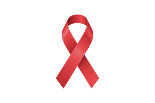 World aids day and national HIV- AIDS and aging awareness month with red ribbon on transparent background