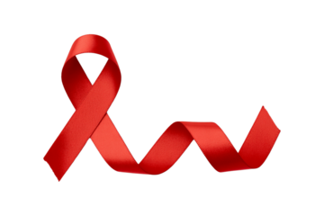 World aids day and national HIV- AIDS and aging awareness month with red ribbon on transparent background