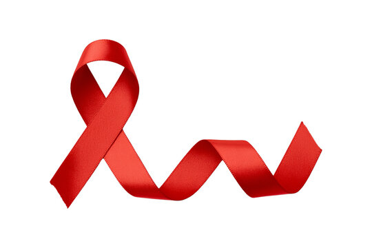 World aids day and national HIV- AIDS and aging awareness month with red ribbon on transparent background