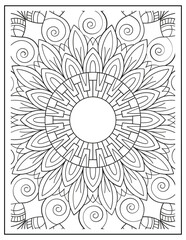 Bold and Easy Mandala Coloring Page & Book for Adults and Kid. High resolution (300 DPI), Ready to print on standard 8.5x11-(A4) inch paper With (No Bleed), Black and White. Vector illustration