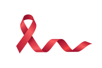 World aids day and national HIV- AIDS and aging awareness month with red ribbon on transparent background
