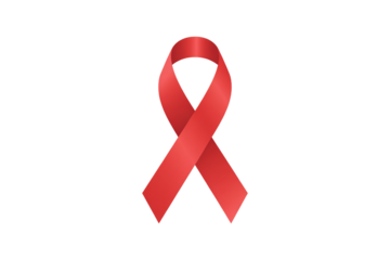 World aids day and national HIV- AIDS and aging awareness month with red ribbon on transparent background