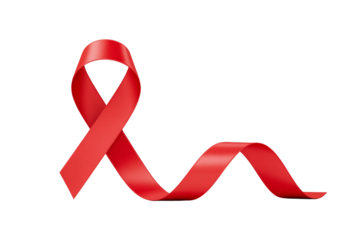 World aids day and national HIV- AIDS and aging awareness month with red ribbon on transparent background