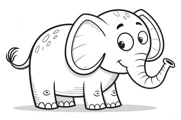 Fototapeta premium Elephant Alphabet Coloring Page – Bold Black-and-White Vector Outline for Kids