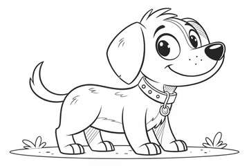 Fototapeta premium Dog Alphabet Coloring Page – Simple Bold Black-and-White Outline for Kids