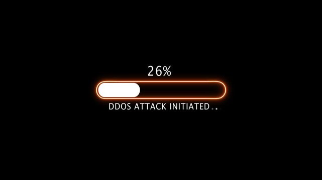 dodos  attack initiated   loading bar at 100 percent on a black background. progress bar icon animation