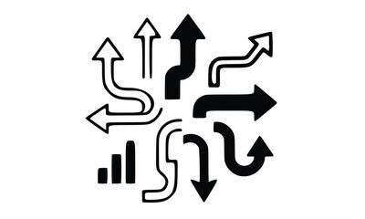 Set of vector arrows icons and symbols collection for design and direction concepts