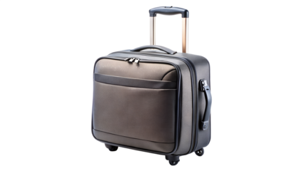 Rolling suitcase isolated on transparent background, a compact travel companion with wheels and a telescoping handle, perfect for short trips