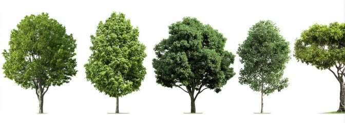 Four different trees against a white background (2)