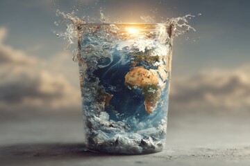 World globe within a glass, highlighting environmental conservation and climate change