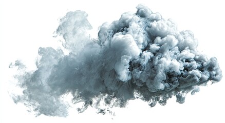 Gray ink cloud, abstract, isolated on white