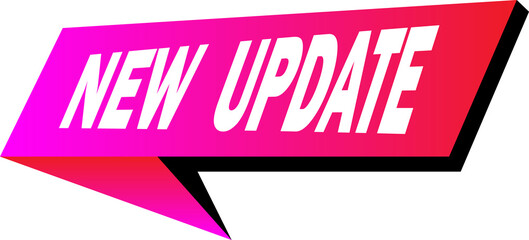 Bright and Bold Announcement 'New Update' Speech Bubble Graphic with a Pink and Purple Gradient for Web and Social Media