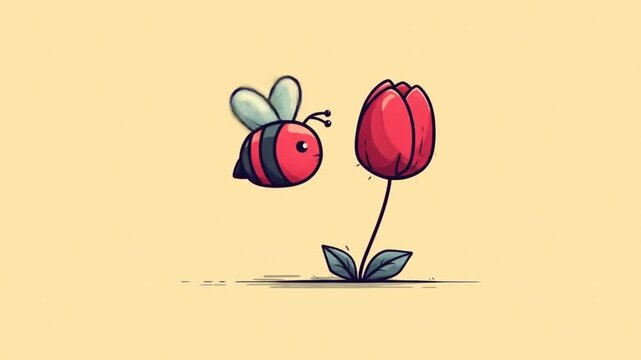Bee tulip illustration
