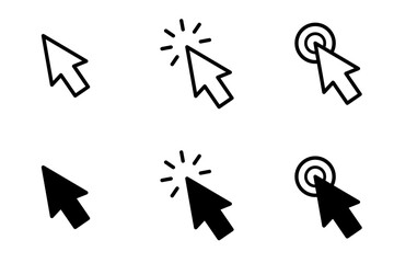 A set of arrow cursor icons in different click positions, representing navigation, selection, and user interface interaction
