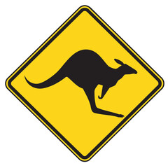 vector illustration of kangaroo road sign