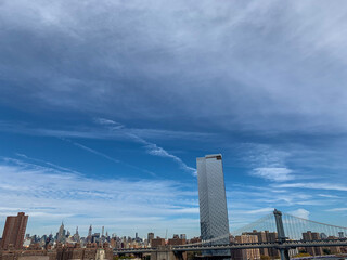 Obraz premium Brooklin bridge, New York City view, US. Manhattan skyline, financial center