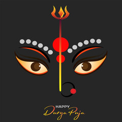 Goddess Durga Face in Happy Durga Puja Subh Navratri Indian religion