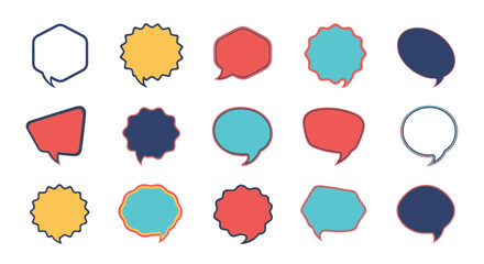 A collection of colorful and varied speech bubble shapes.