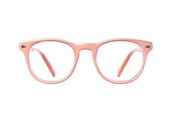 Fototapeta premium Stylish pink eyeglasses with round frames on a white background, cut out