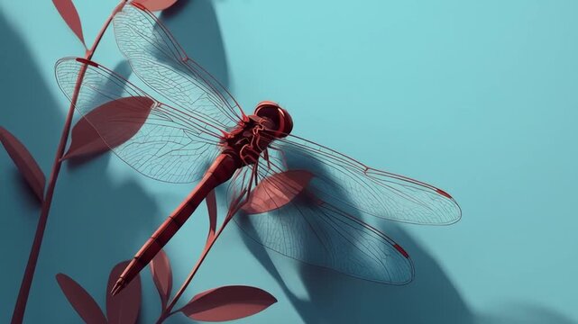Dragonfly on teal background