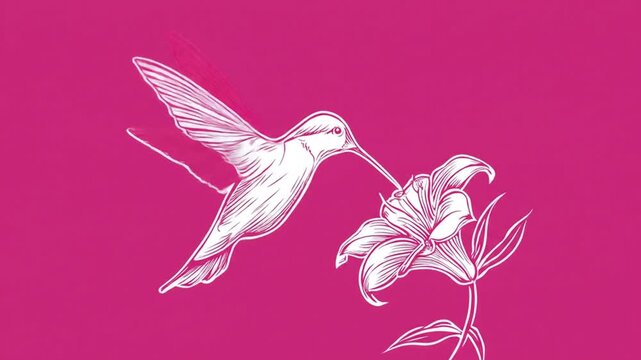 Hummingbird and lily illustration