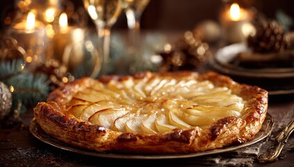 Indulge in the exquisite taste of a golden baked pear tart, perfect for any festive celebration or cozy gathering, creating unforgettable moments