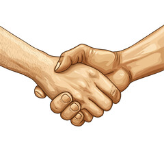 Shaking hands illustration isolated on transparent or white background, perfect for business, partnership, agreement, teamwork, collaboration, and deal concepts.