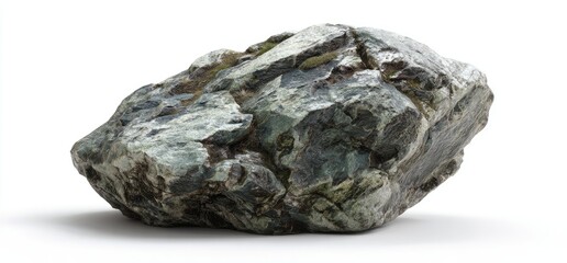 Rough, irregularly shaped stone with mottled gray and green hues