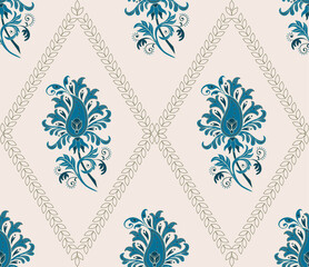 Vector Hand drawn colourful geometric flowers Motifs African boho paisley, seamless patterns with floral for fabric Ethnic Indian Pattern, textiles, clothing, wrapping paper, backdrop, banner.
