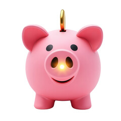 A cheerful pink piggy bank, full of savings, glows brightly with accumulated funds.