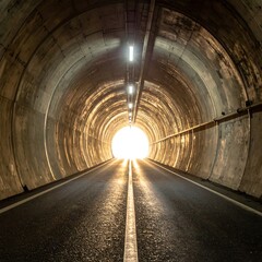 Road tunnel leading to light