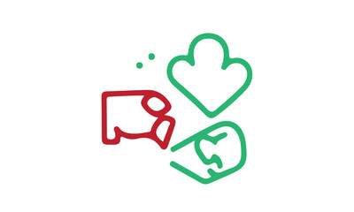 Red and green abstract shapes representing conflict or negotiation