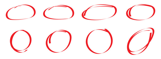 Hand drawn marker circle line set