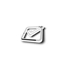 Check mark icon in square frame 3D style graphic design element Isolated on white background
