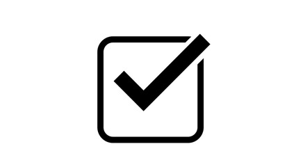 Check mark icon in square box Tick symbol confirmation symbol Simple minimalist design Vector illustration Isolated on white background