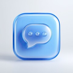 Light-blue square button with speech bubble icon
