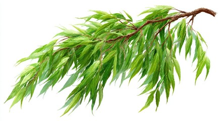Fototapeta premium A vibrant green branch with delicate leaves