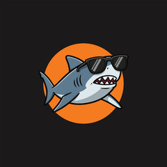 Cool Shark with Sunglasses Cartoon Mascot Vector Illustration for t shirt