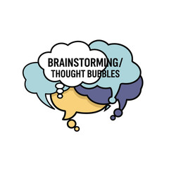 Obraz premium Creative concept of overlapping thought bubbles, a symbol for teamwork, ideas, and group discussion on a white background