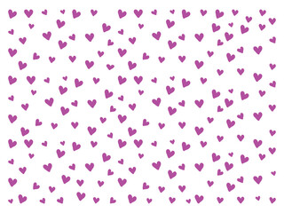 seamless pattern of simple pink hearts isolated on transparent PNG for wrapping paper or fabric. hand-drawn style. vector illustration. seamless pattern, vector drawing, wide horizontal