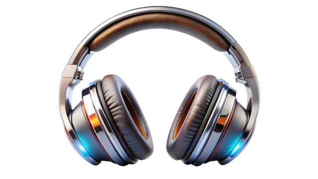 Modern wireless headphones isolated on transparent background offer immersive audio experience, combining sleek design with advanced technology for ultimate comfort and sound quality