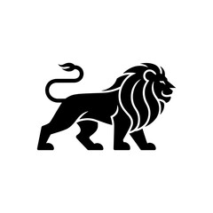 Vector lion silhouette logo, a stylish isolated king of the jangle lion head with flowing mane, a minimalist and deometric lion design on white background for logo, branding, and Illustration