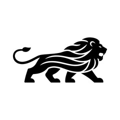 Vector lion silhouette logo, a stylish isolated king of the jangle lion head with flowing mane, a minimalist and deometric lion design on white background for logo, branding, and Illustration