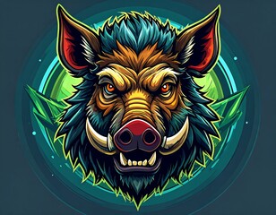 Vibrant boar head graphic art (1)