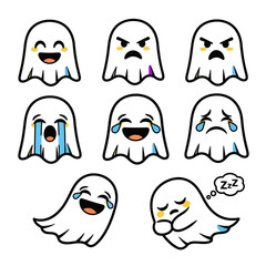 Cute Ghost Emoji Vector Set